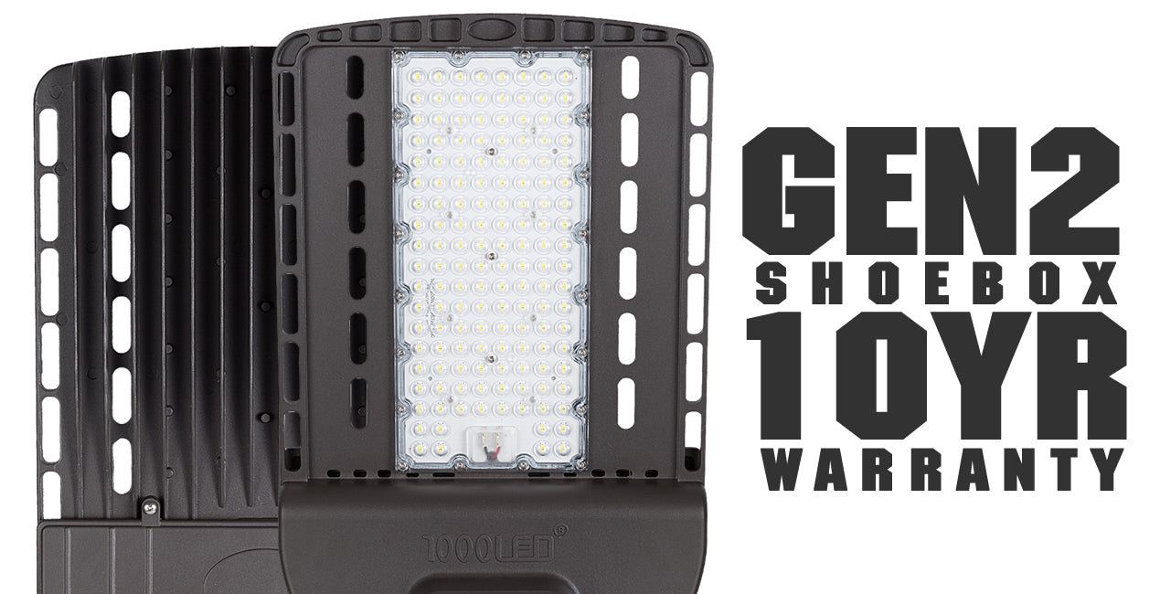 Commercial LED Shoebox Lights. GEN2 Parking Lot Area Lights. 10 Year Warranty